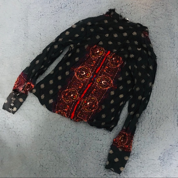 Free People Crinkled Printed Button Down - Picture 3 of 6